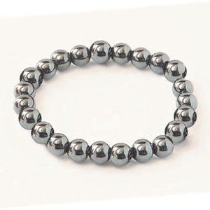 Zorbitz Lucky Magnetic Bracelet Happiness Hematite Beads Stretch Wellness Silver